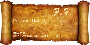Priher Harri névjegykártya